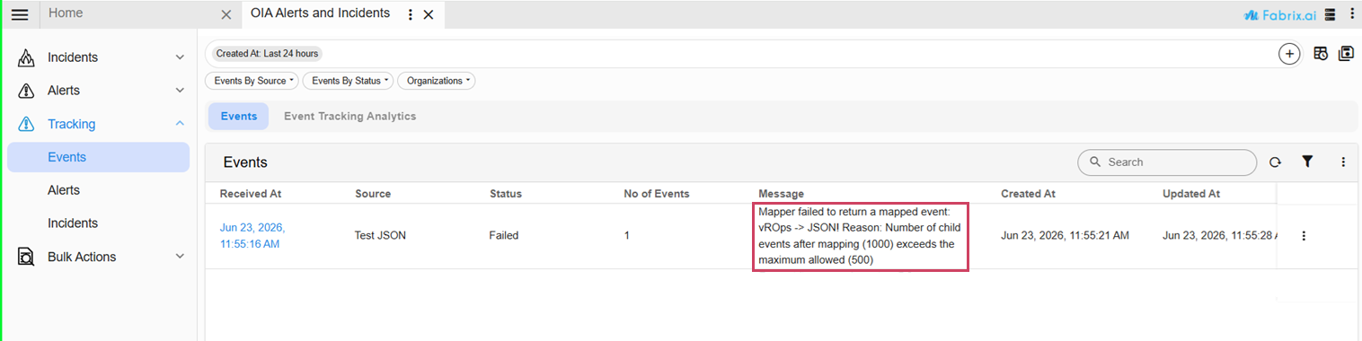 Embedded Events Failure