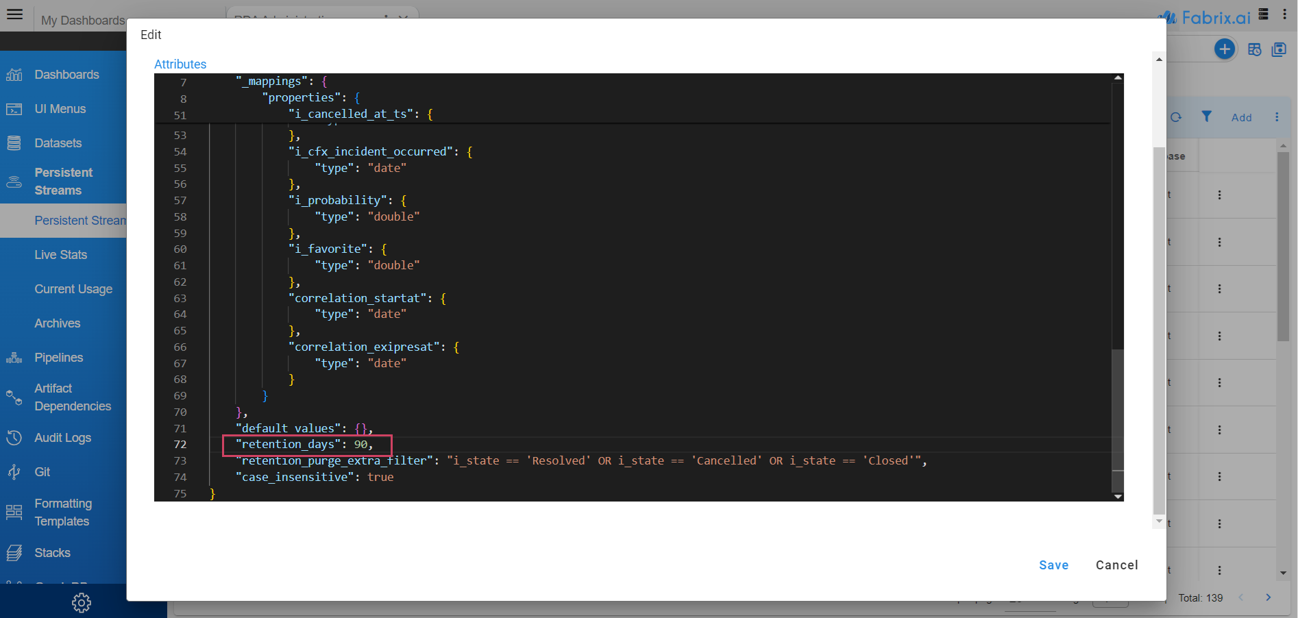 Update Retention Days Incident