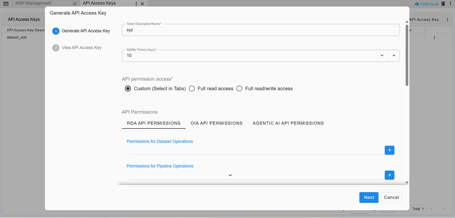 Generate Api Access Keys